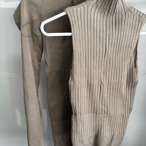 Tan Ribbed Sleeveless Top and Matching Pants